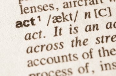 Dictionary definition of word act 