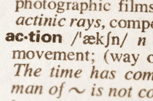 Dictionary definition of word action — ストック写真