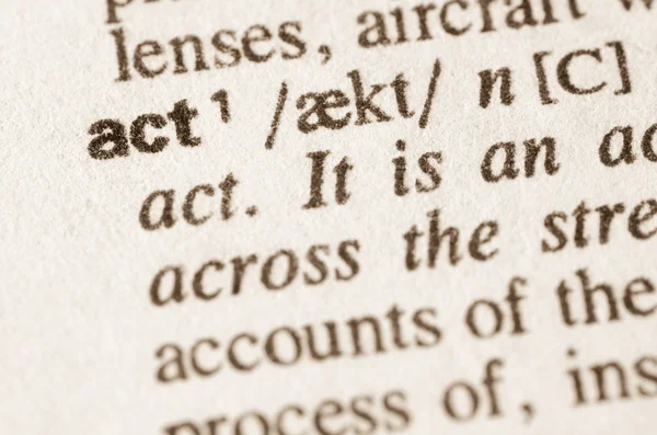 Dictionary definition of word act 