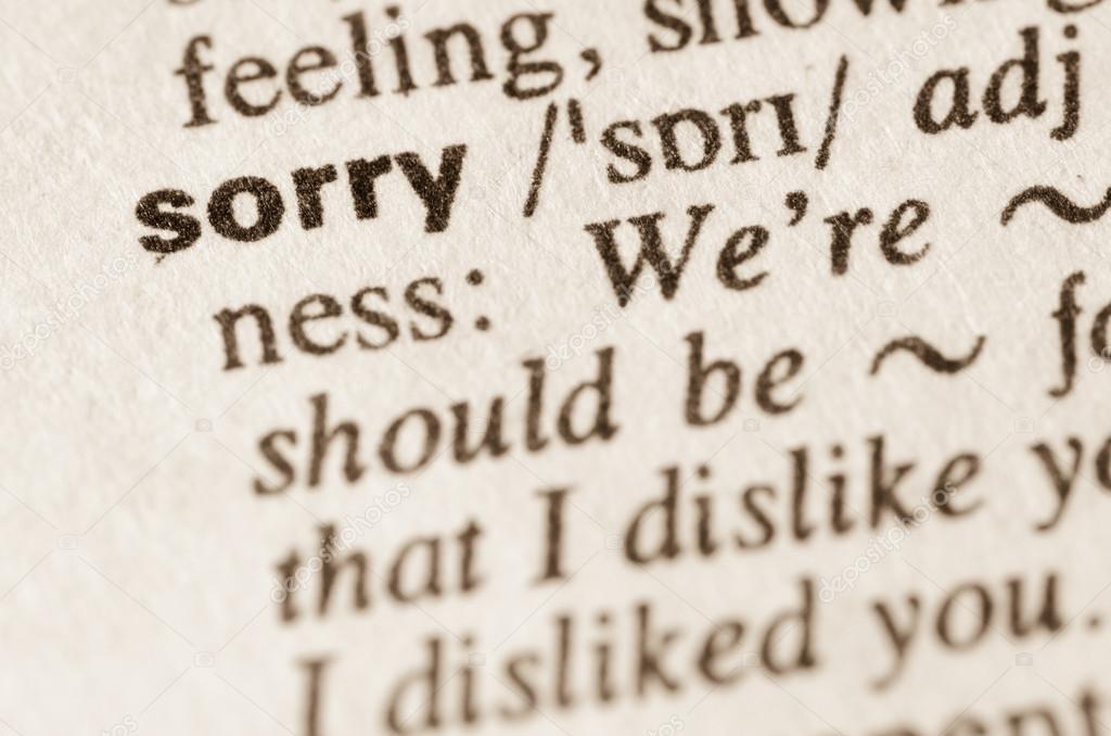 Dictionary definition of word sorry 