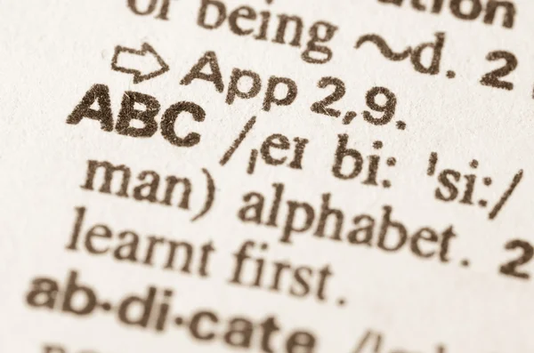 Dictionary definition of word ABC — Stock Photo, Image