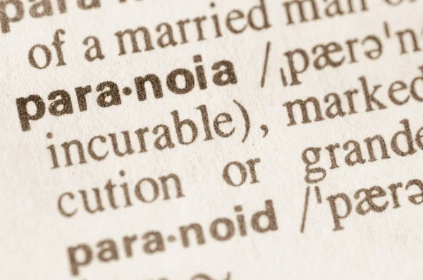Definizione dizionario della parola paranoia — Foto Stock