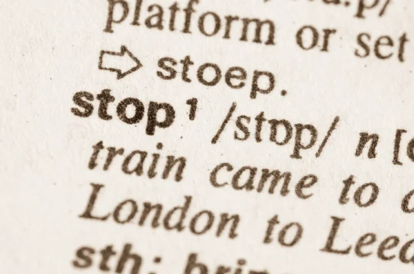 Словарное определение слова stop — стоковое фото
