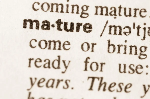 Dictionary definition of word mature — Stock Photo, Image