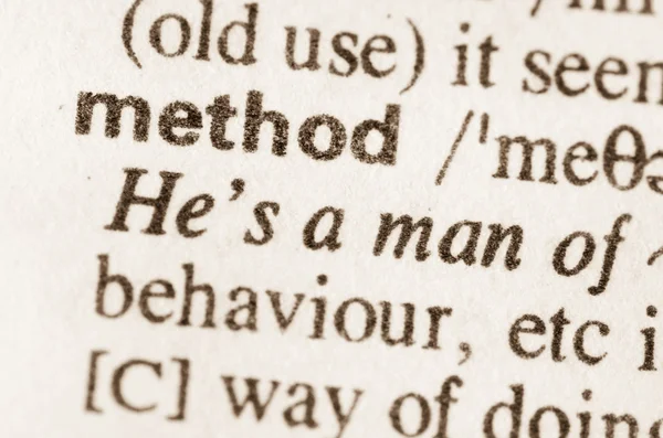 Dictionary definition of word method — Stock Photo, Image