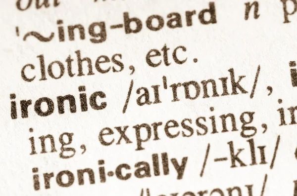 Definisi kamus dari kata ironis — Stok Foto