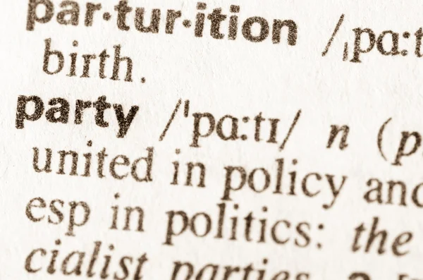 Dictionary definition of word party — Stock Photo, Image