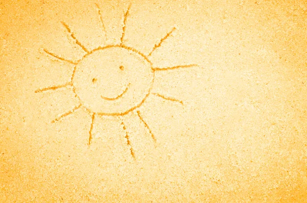 Sun drawing on sand — Stock Photo, Image