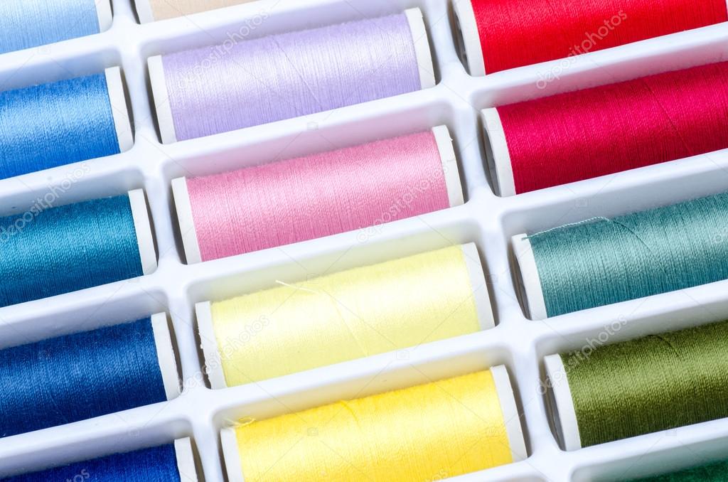 multicolored sewing threads