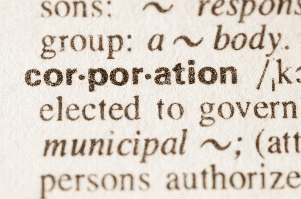 Dictionary definition of word corporation 