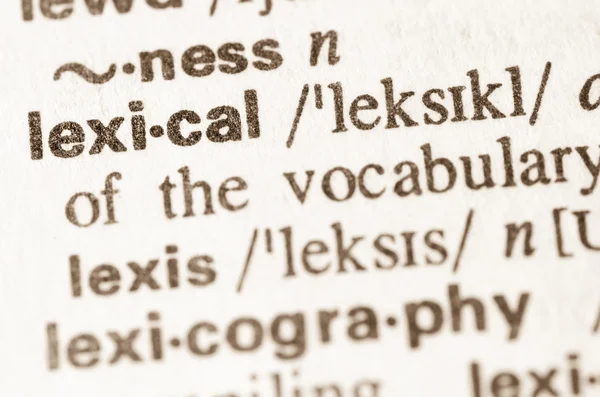 Ordbokens definition av ordet lexikala — Stockfoto