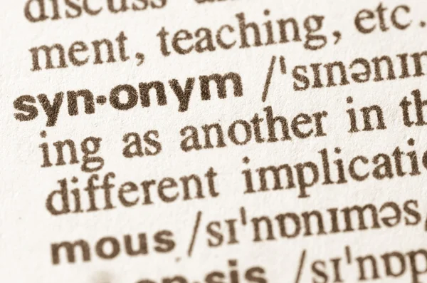 Ordbokens definition av ordet synonym — Stockfoto