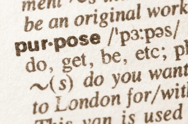 Dictionary definition of word purpose — Stock Photo, Image