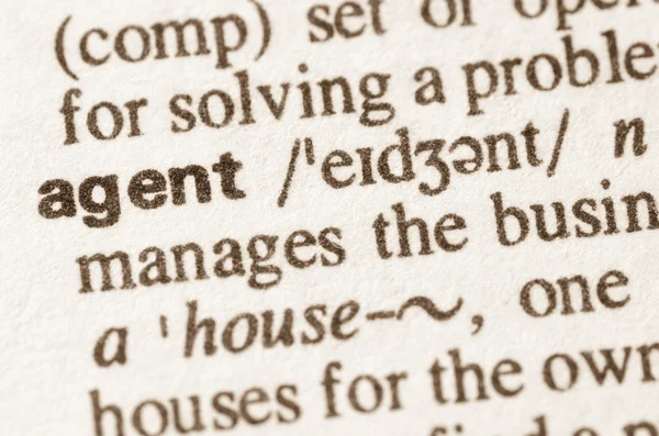 Dictionary definition of word agent — Stock Photo, Image