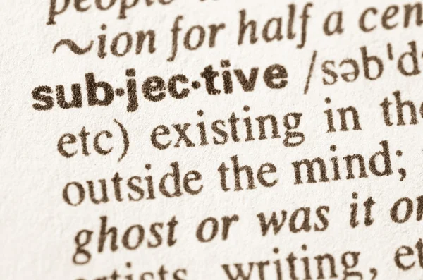 Словарное определение слова субъективное — стоковое фото