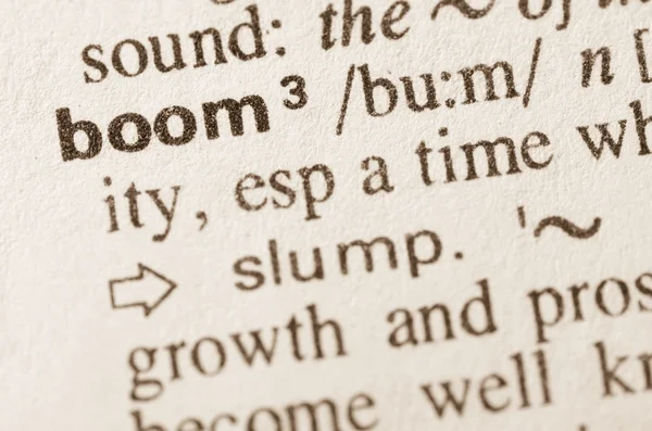 Słownikowej definicji wyrazu boom — Zdjęcie stockowe