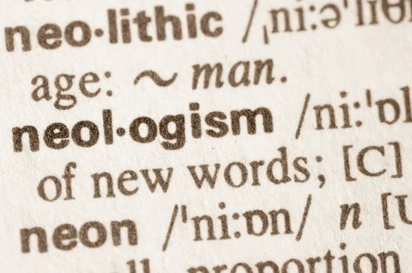 Dictionary definition of word neologism — Stock Photo, Image