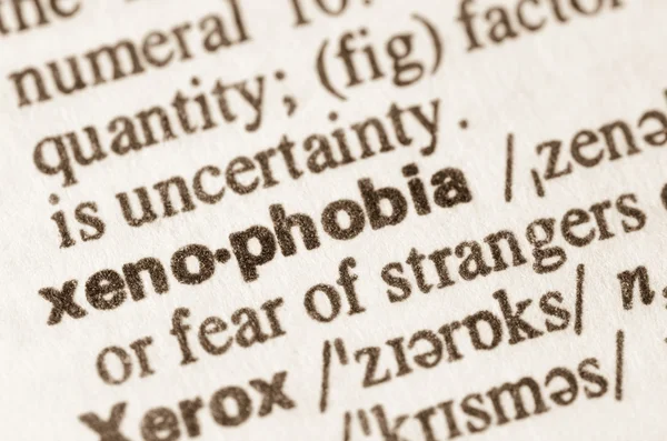 Dictionary definition of word xenophobia — Stock Photo, Image