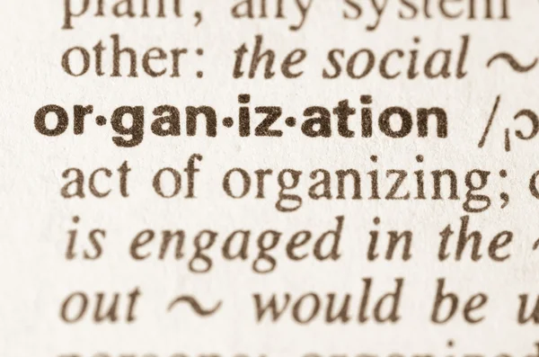 Słownikowej definicji wyrazu organizacji — Zdjęcie stockowe