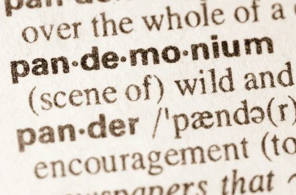 Dictionary definition of word pandemonium — Stock Photo, Image