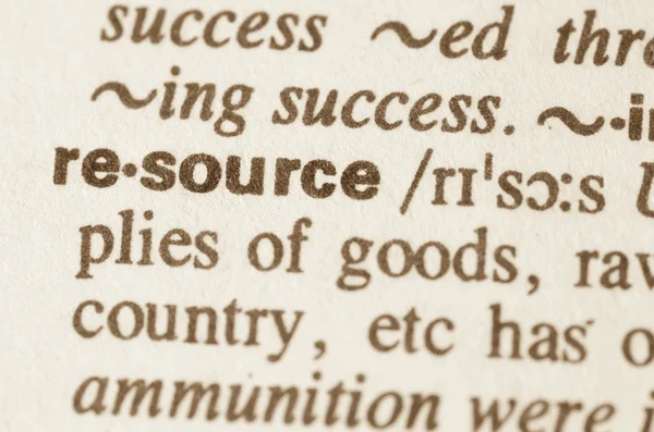 Dictionary definition of word resource — Stock Photo, Image