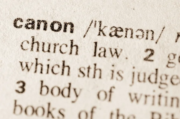 Dictionary definition of word canon — Stock Photo, Image