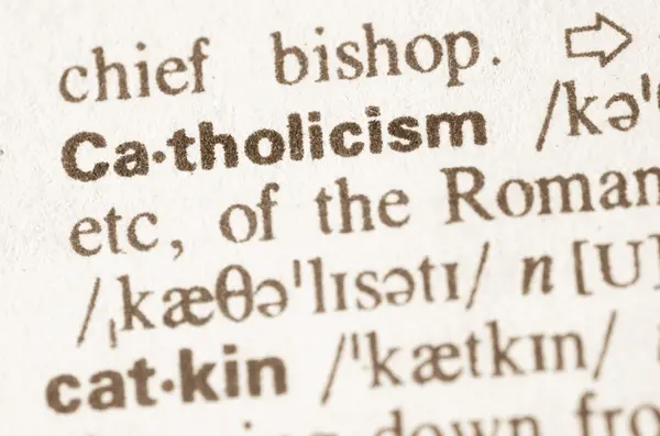 Ordbokens definition av ordet catholism — Stockfoto