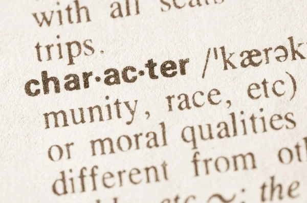 Dictionary definition of word character — Stock Photo, Image