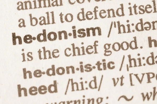 Dictionary definition of word hedonism — Stock Photo, Image