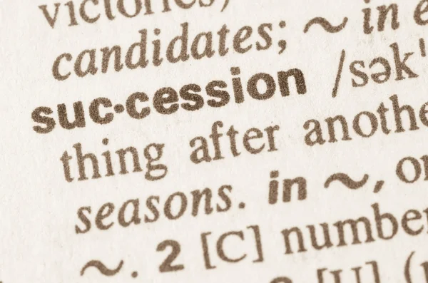 Dictionary definition of word succession — Stock Photo, Image