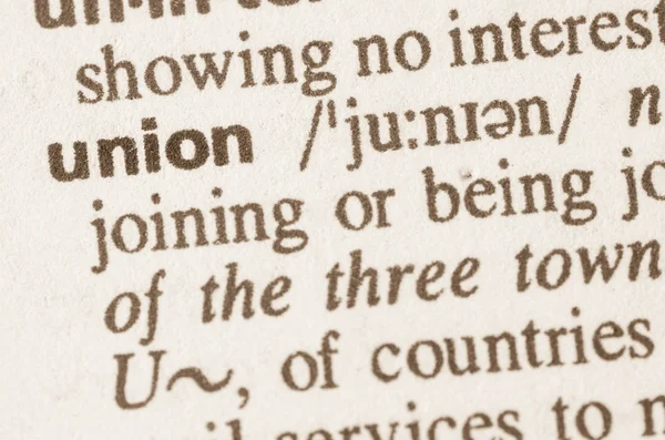 Słownikowej definicji wyrazu Unii — Zdjęcie stockowe