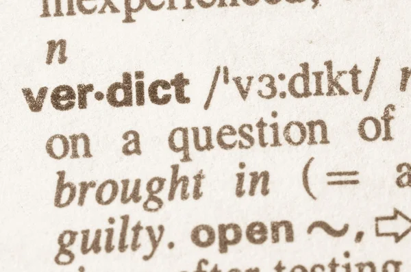 Dictionary definition of word verdict — Stock Photo, Image