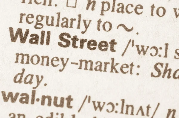 Słownikowej definicji wyrazu Wall Street — Zdjęcie stockowe