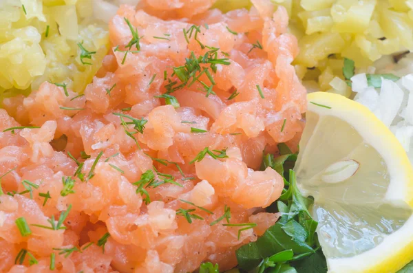 Fresh salmon tatar — Stock Photo, Image