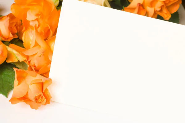 Rosa con tarjeta en blanco —  Fotos de Stock