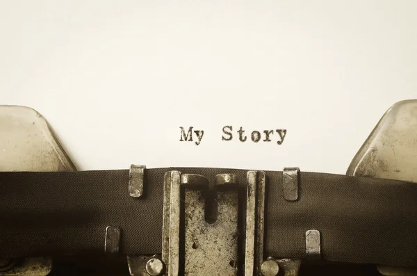 Słowa, moja historia napisana na maszynie do pisania — Zdjęcie stockowe