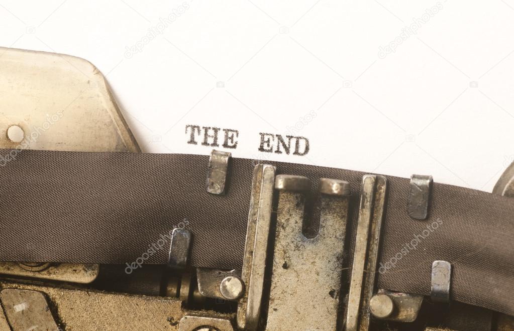 words the end  written on typewriter