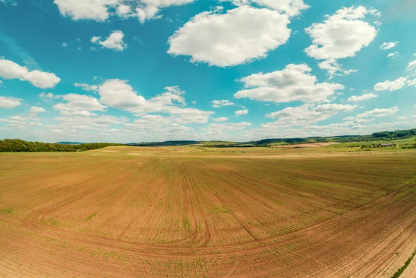 Rural Landscape Farmland Aerial View View Plowed Field Spring — Stock Photo, Image