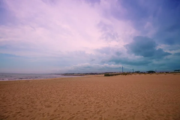 Paisaje Marino Atardecer Dramático Sobre Mar Océano Atlántico Por Noche — Foto de Stock