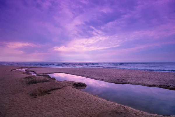 Zeegezicht Zonsondergang Boven Zee Rivier Mondt Uit Zee Atlantische Oceaan — Stockfoto