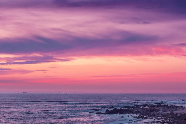 Zeegezicht Zonsondergang Boven Zee Atlantische Oceaan Avond Prachtige Natuur — Stockfoto
