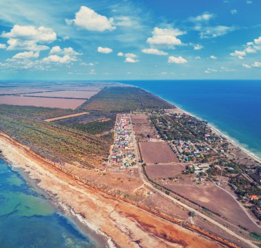 Deniz manzaralı, deniz manzaralı, kıyı manzaralı ve haliçli. Tylihul Estuary, Ukrayna, Avrupa