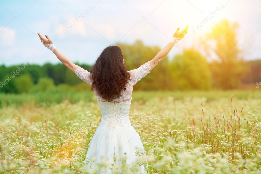 Bride enjoying sun