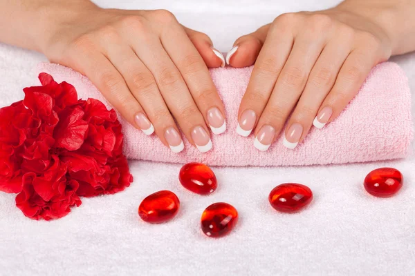 Hands on towel — Stock Photo, Image