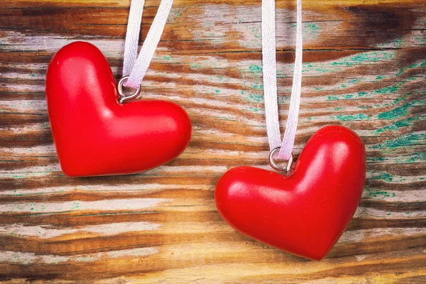 Two red decorative hearts — Stock Photo, Image