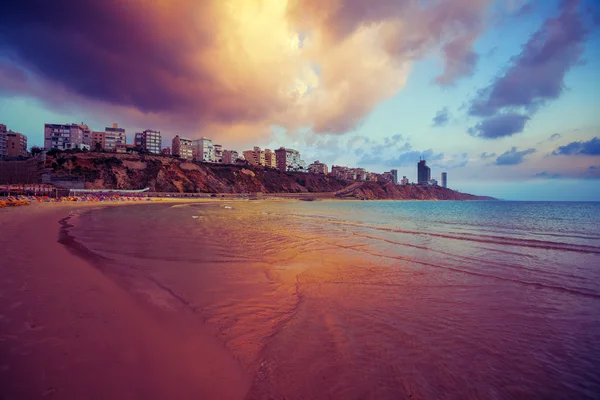 Netanya cidade ao pôr do sol — Fotografia de Stock