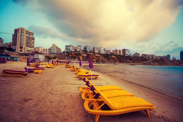 Netanya cidade ao pôr do sol — Fotografia de Stock