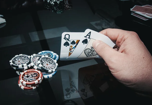 Gewinnender Hand-Poker — Stockfoto