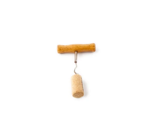 Cortiça e saca-rolhas de madeira vintage — Fotografia de Stock