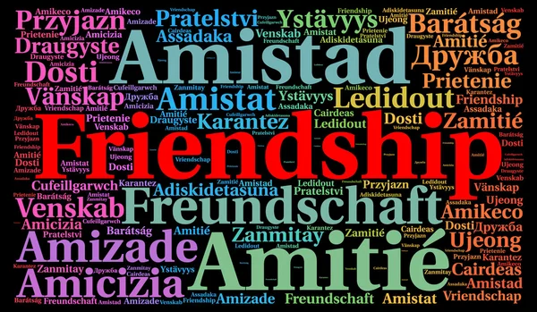 Concepto de nube de palabras de amistad en diferentes idiomas —  Fotos de Stock